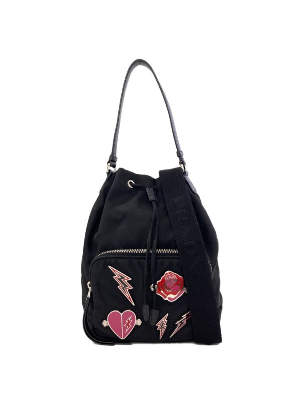 Prada Badge Heart Thunder 2-Way Handbag Nylon